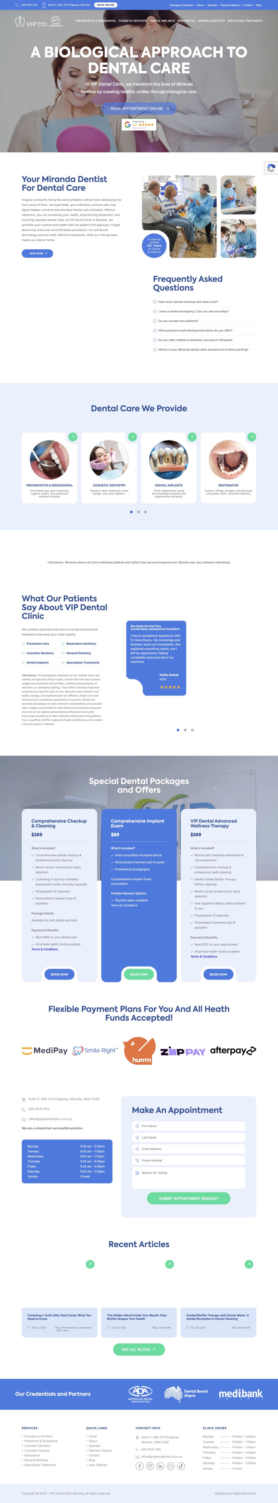 Website der VIP Dental Clinic